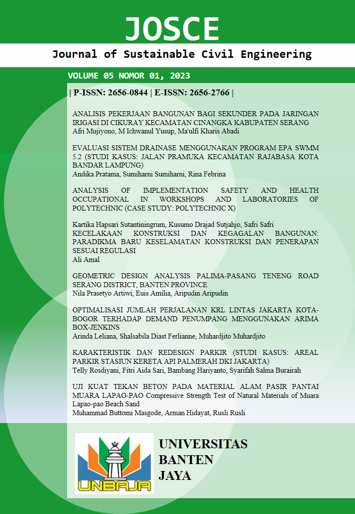 					View Vol. 5 No. 01 (2023): JOSCE: Journal of Sustainable Civil Engineering
				