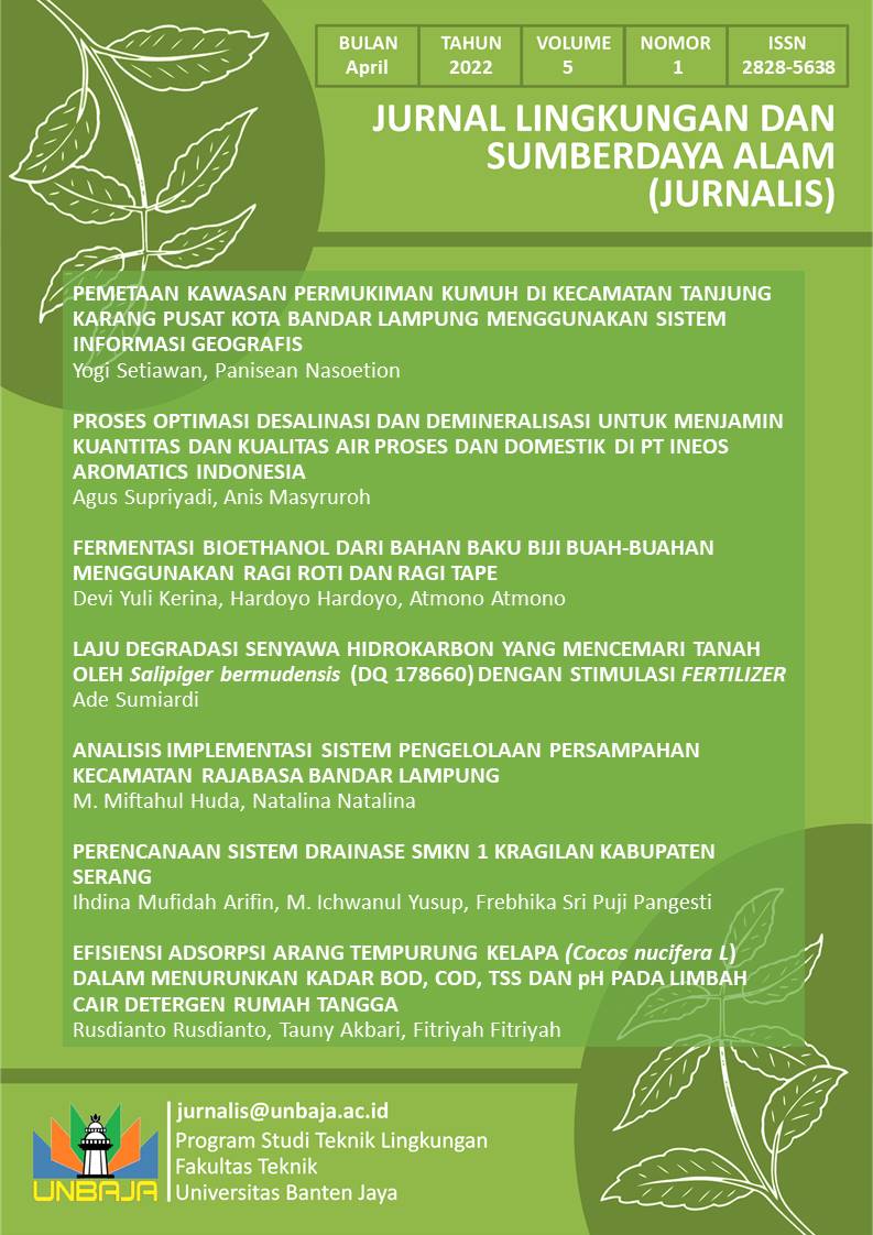 View Vol. 5 No. 1 (2022): Jurnal Lingkungan dan Sumberdaya Alam (JURNALIS)